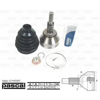 Embout de cardan avant (kit de réparation) PASCAL G1W033PC