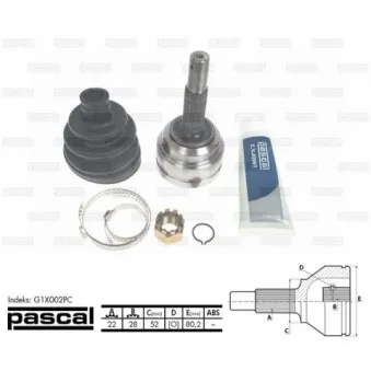 Embout de cardan avant (kit de réparation) PASCAL G1X002PC
