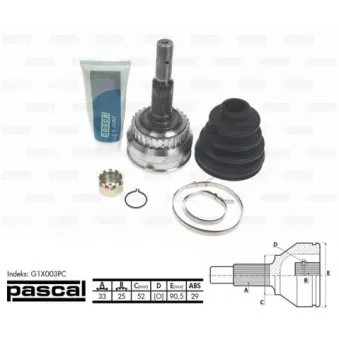 Embout de cardan avant (kit de réparation) PASCAL G1X003PC