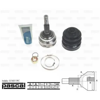 Embout de cardan avant (kit de réparation) PASCAL G1X011PC