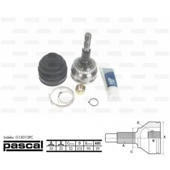 Jeu de joints, arbre de transmission PASCAL