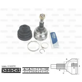 Embout de cardan avant (kit de réparation) PASCAL G1X027PC