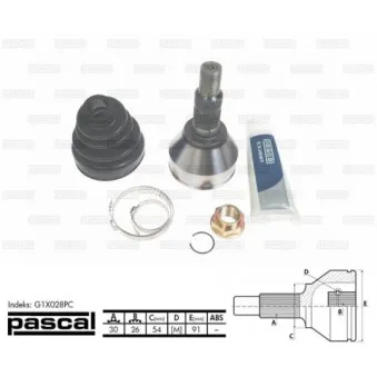 Embout de cardan avant (kit de réparation) PASCAL G1X028PC