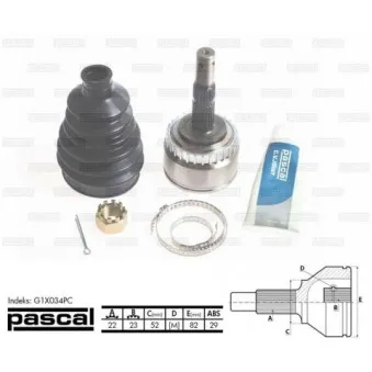 Embout de cardan avant (kit de réparation) PASCAL G1X034PC