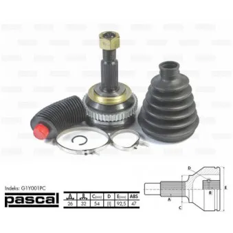 Embout de cardan avant (kit de réparation) PASCAL G1Y001PC