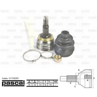 Embout de cardan avant (kit de réparation) PASCAL G1Y002PC