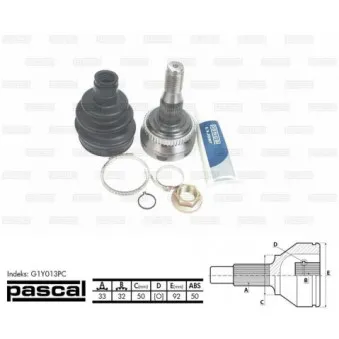 Embout de cardan avant (kit de réparation) PASCAL G1Y013PC