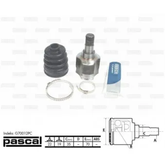 Embout de cardan avant (kit de réparation) PASCAL G70012PC