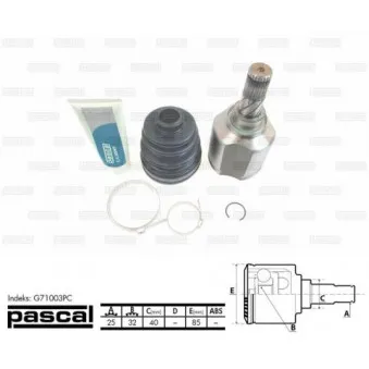 Embout de cardan avant (kit de réparation) PASCAL G71003PC