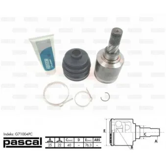 Jeu de joints, arbre de transmission PASCAL G71004PC