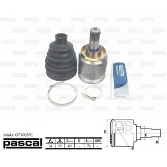 Jeu de joints, arbre de transmission PASCAL G71005PC