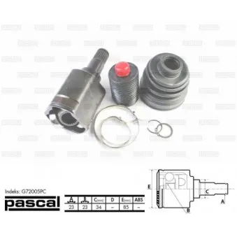 Embout de cardan avant (kit de réparation) PASCAL G72005PC