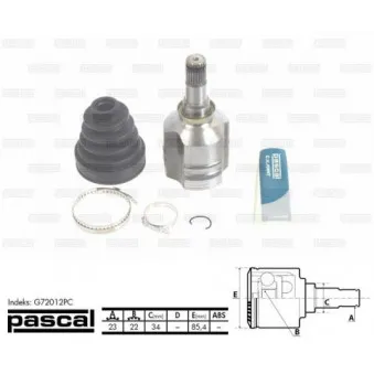 Embout de cardan avant (kit de réparation) PASCAL G72012PC