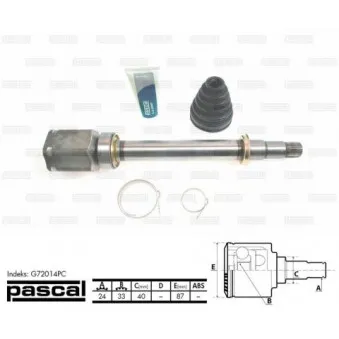 Embout de cardan avant (kit de réparation) PASCAL G72014PC