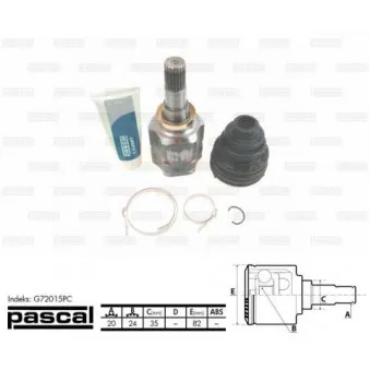 Embout de cardan avant (kit de réparation) PASCAL G72015PC