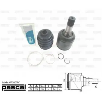Embout de cardan avant (kit de réparation) PASCAL G73003PC