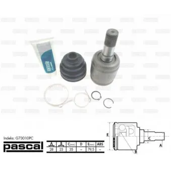 Jeu de joints, arbre de transmission avant gauche PASCAL G73010PC