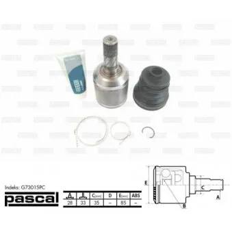 Jeu de joints, arbre de transmission avant gauche PASCAL G73015PC