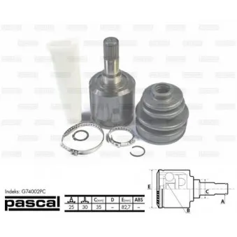 Embout de cardan avant (kit de réparation) PASCAL G74002PC