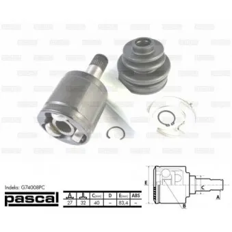 Jeu de joints, arbre de transmission avant droit PASCAL G74008PC