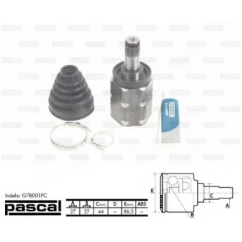 Jeu de joints, arbre de transmission avant gauche PASCAL G7B001PC