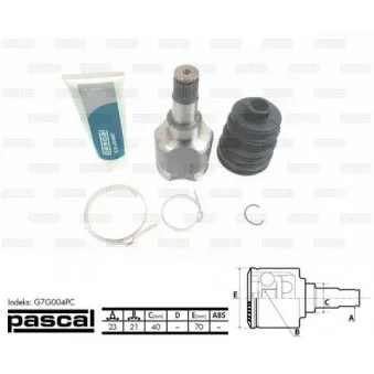 Jeu de joints, arbre de transmission avant gauche PASCAL G7G004PC