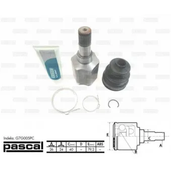 Jeu de joints, arbre de transmission avant gauche PASCAL G7G005PC