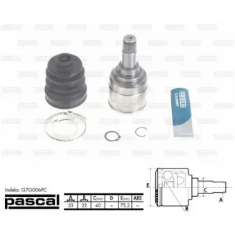 Jeu de joints, arbre de transmission avant gauche PASCAL G7G006PC