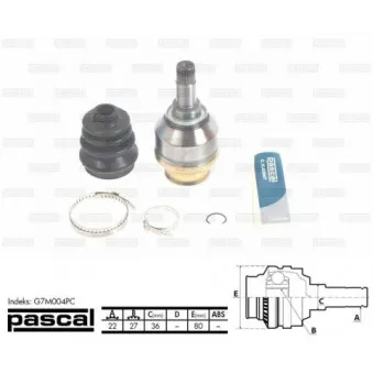 Jeu de joints, arbre de transmission avant gauche PASCAL G7M004PC