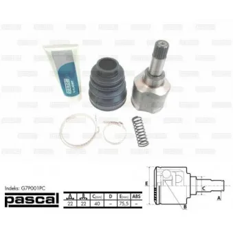 Jeu de joints, arbre de transmission avant gauche PASCAL G7P001PC