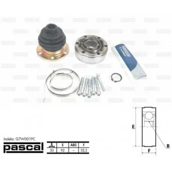 Embout de cardan avant (kit de réparation) PASCAL G7W001PC