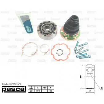 Embout de cardan avant (kit de réparation) PASCAL G7W015PC