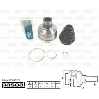 Jeu de joints, arbre de transmission avant droit PASCAL G7W021PC