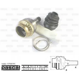 Embout de cardan avant (kit de réparation) PASCAL G7X001PC