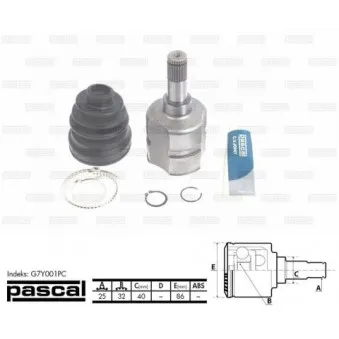 Jeu de joints, arbre de transmission avant gauche PASCAL G7Y001PC