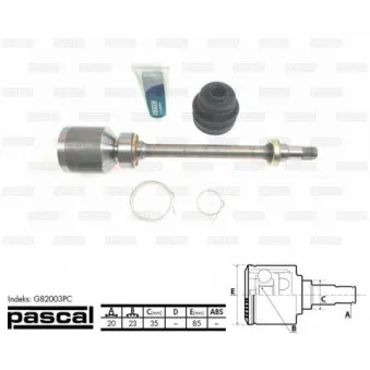 Jeu de joints, arbre de transmission avant droit PASCAL G82003PC