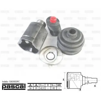 Jeu de joints, arbre de transmission avant droit PASCAL G83003PC