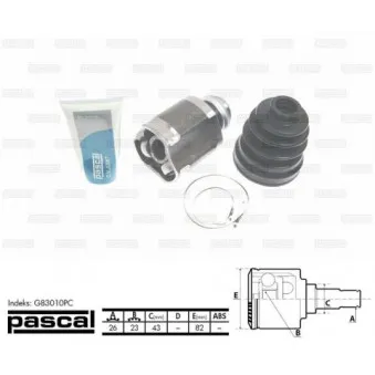 Jeu de joints, arbre de transmission avant droit PASCAL G83010PC