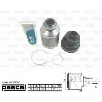 Jeu de joints, arbre de transmission avant droit PASCAL G83015PC