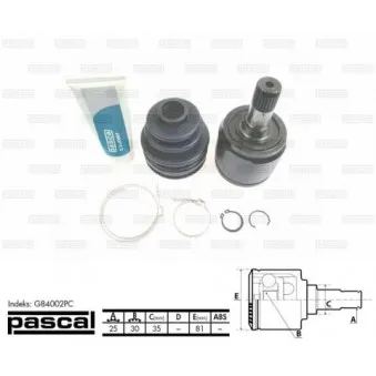 Jeu de joints, arbre de transmission avant droit PASCAL G84002PC