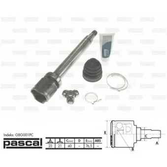 Jeu de joints, arbre de transmission avant droit PASCAL G8G001PC