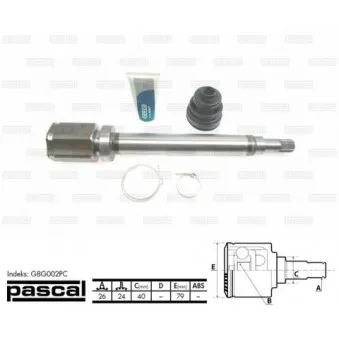 Embout de cardan avant (kit de réparation) PASCAL G8G002PC