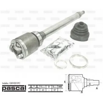 Jeu de joints, arbre de transmission avant droit PASCAL G8V001PC