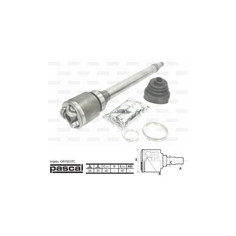Jeu de joints, arbre de transmission avant droit PASCAL G8V001PC