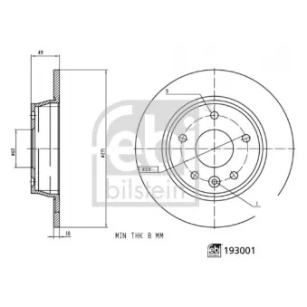 Jeu de 2 disques de frein arrière FEBI BILSTEIN