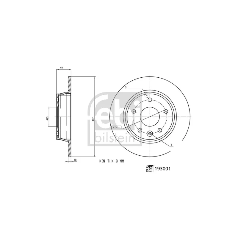 Jeu de 2 disques de frein arrière FEBI BILSTEIN 193001