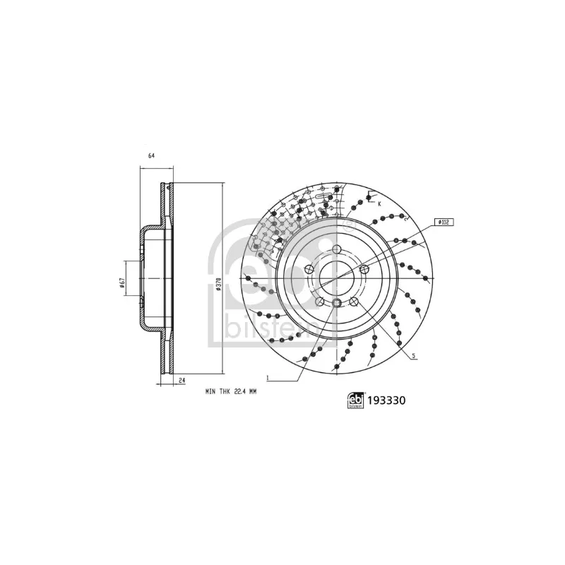 Disque de frein arrière gauche FEBI BILSTEIN 193330