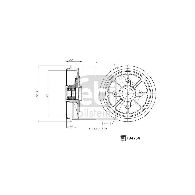 Tambour de frein FEBI BILSTEIN 194784