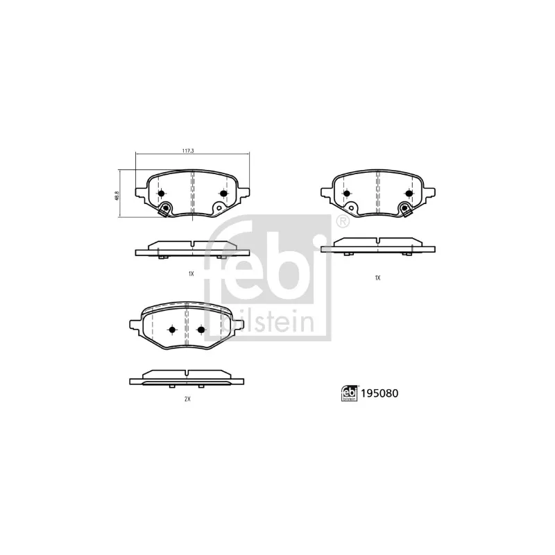 Jeu de 4 plaquettes de frein arrière FEBI BILSTEIN 195080