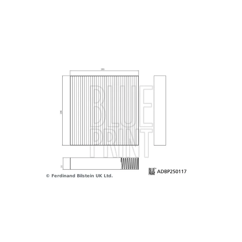 Filtre, air de l'habitacle BLUE PRINT ADBP250117